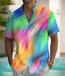 economico -Per uomo Arcobaleno LGBT Orgoglio Camicia Camicia Estiva Camicia con Bottoni Manica Corta Moda Casual Ferie Abbigliamento casual alla moda Estate Primavera Collo ripiegato Stampa 3D camicie con
