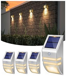 economico -1 pz. Luci da parete per esterni, impermeabili, solari, in acciaio inox, con sensore umano, illuminazione intelligente per scale, balconi e recinzioni.