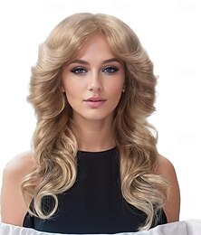abordables -Perruques synthétiques blondes pour femmes style Farrah Fawcett disco des années 70 résistantes à la chaleur légères pour le cosplay vintage et l'utilisation quotidienne perruques d'Halloween