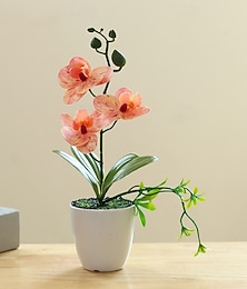 economico -Pianta di orchidea artificiale in vaso, composizione floreale di phalaenopsis finta, orchidea di seta realistica in vaso per centrotavola da ufficio in casa