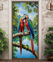 baratos -Decorações de Porta com Pássaros Tropicais Coberturas de Porta Tapeçaria de Porta Decoração Cortina Fundo Banner Indoor/Outdoor para Porta da Frente Casa de Fazenda
