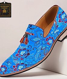 preiswerte -Herren Loafer & Slip On Tassel-Loafer Spaziergang PU Leder Jacquardstoff Atmungsaktiv Bequem Rutschfest Loafer Blau Sommer Frühling Herbst