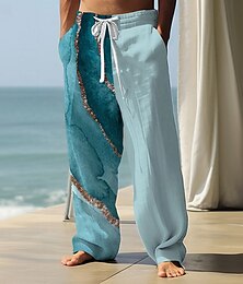 economico -Per uomo Onde Astratto Marmo Pantaloni Pantaloni Larghi Pantaloni casual Misura del girovita medio Casual All'aperto Vacanza Tasche Laterali Gamba larga Coulisse elastica in vita Estate Primavera