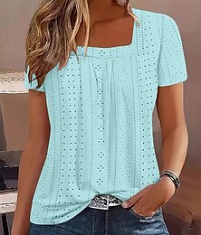 economico -Per donna Maglietta Tinta unica Elegante Essenziale Moderno Manica Corta Collo quadrato Top Regolari Quotidiano Nero Bianco Rosa Blu Viola Estate Primavera
