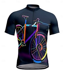 abordables -Hombre Maillot de Ciclismo Manga Corta Bicicleta Camiseta con 3 bolsillos traseros Resistente a los rayos UV Transpirable Secado rápido Cremallera delantera Rojo tinto Negro Morado Deportes Ropa