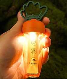 economico -Luci da campeggio per esterni, carota, tre colori, regolabili, a forma di ravanello, lampada da tenda, illuminazione da campeggio per esterni, lampada di ricarica a lunga durata, lampada da campeggio con ricarica USB, 1 pezzo