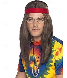 economico -Parrucca da uomo hippy di Smiffy per feste in costume da discoteca e cosplay maschile