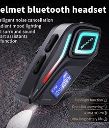 voordelige -K80 motorhelm bluetooth headset met led-verlichting, FM-radio, spraakassistent, 40 uur batterijduur, IPX8 waterdicht, CVC ruisonderdrukking, draadloze intercom voor het rijden