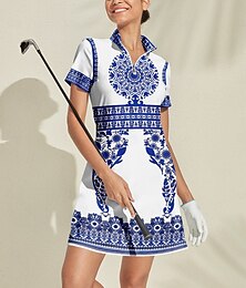 abordables -Femmes Robe de golf Bleu Sans manches Vêtements de golf pour femmes, tenues, vêtements