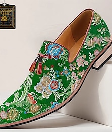 abordables -Homme Mocassins & Slip-Ons Mocassins à pampilles Marche Cuir PU Tissu jacquard Respirant Confortable Antidérapant Mocassin Vert Été Printemps Automne
