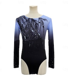 abordables -Trajes de patinaje artístico para hombres y niños, ropa de competición de entrenamiento de alta elasticidad, ropa clásica de patinaje sobre hielo de manga larga con cristales y diamantes de imitación.