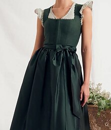 abordables -Oktoberfest Robe Dirndl Robes traditionnelles Femme de ménage Bavarois Allemand Prairies Femmes Tissu de style traditionnel Robe Tablier Sans chemisier (75 cm)