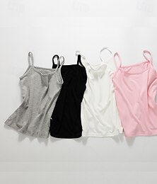 billiga -Barn Flickor Stridsvagn Ensfärgat Utomhus Ärmlös Streetwear 4-12 år Sommar Svart Vit Rodnande Rosa
