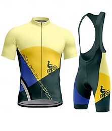 voordelige -Voor heren Wielrenshirt met strakke shorts Korte mouw Geel Fietsen Sport Grafisch Geometrisch Letter en nummer Kleding