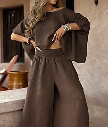 economico -Per donna Streetwear Essenziale Set di biancheria in cotone Mezza Manica Girocollo Tinta unica Abbigliamento quotidiano Nero Bianco Rosso Estate Vestibilità regolare