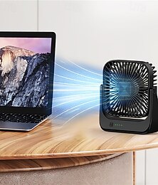 お買い得  -LEDディスプレイ付きミニポータブルブラシレスファン、3段階風量、3000mAhバッテリー、USB-C、防水仕様、屋外/デスク用