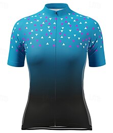 preiswerte -Damen Radtrikot Kurzarm Fahhrad T-Shirt Trikot Oberteil mit 3 Gesäßtaschen Mountainbike MTB Straßenradsport Triathlon Atmungsaktiv Schnelltrocknend Feuchtigkeitsableitend Reflektierende Streifen Blau