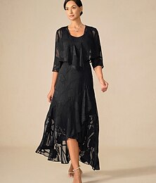 olcso -Női Maxiruha Fodros ruha Elegáns Esküvő Esküvői vendég Estély Virágos Ujjatlan U-alakú Fekete Nyár Tavasz