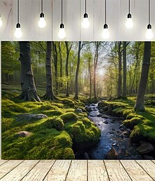economico -Arazzo da parete con paesaggio naturale della foresta, grande arazzo murale, decorazione fotografica, coperta, tenda, casa, camera da letto, soggiorno, decorazione