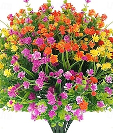 abordables -12 bouquets de fleurs artificielles pour l'extérieur, faux eucalyptus, verdure violette et marguerite, fausses plantes résistantes aux UV pour le jardin, décoration intérieure, accessoires de