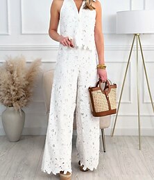 economico -Set di 2 pezzi da donna moda streetwear camicie senza maniche pantaloni abbigliamento quotidiano colore solido patchwork casual bianco giallo blu estate regolare