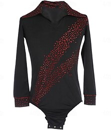 abordables -Ropa de patinaje artístico para niños y hombres, leotardo rojo brillante de diamante, traje de competición de patinaje artístico para niños y adultos, ropa de patinaje sobre hielo y gimnasia.