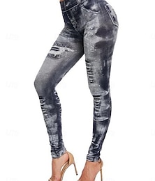 billige -Dameleggings Bukser 3D-trykk Ferie Vintage Etnisk stil Full lengde Høy midje Grafisk Høy utskjæring Komfort Pustende Rask tørking Elastisk Utendørs Yoga Gate Svart Rød Blå Fuksia Sommer Skinny