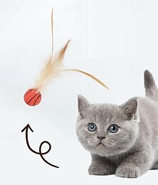 abordables -Balle Jouet à Plumes Jouet interactif Jouet couineur avec Durable Exercice pour animaux Libération de la pression pour Chat Chaton Intérieur Extérieur Jeu d'animaux