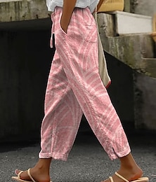 abordables -Femmes Moulant Élégant Vacances ancien Longueur complète Taille haute Graphique Rayé Impression Respirant Doux Micro-Élastique Extérieur Quotidien Tenue quotidienne Rose Claire Gris Été Printemps