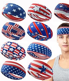 levne -Čelenky s americkou vlajkou pro muže, vlastenecké, zkroucené, červené, bílé, modré, elastické, atletické vlasové doplňky pro Den nezávislosti USA, pamětní den