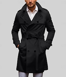 economico -Per uomo Giacca di transizione Trench All'aperto Primavera & Autunno Poliestere Giacca a Vento Capispalla Abbigliamento Streetwear Semplice Tasca Frontale Bavero Doppiopetto
