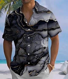 preiswerte -Herren Geometrisch Marmor Abstrakte Kunst Hemd Sommerhemd Knopfhemd Kurzarm Modisch lässig Outdoor Urlaub Alltagskleidung Sommer Frühling Umlegekragen 3D-Druck Hemden mit Kragen Eine Tasche vorne