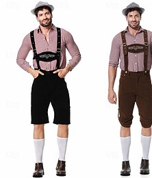 זול -Oktoberfest לדרהוזן חולצה כובע אלפיני בוואריה מינכן כרי דשא בגדי ריקוד גברים קרנבל פסטיבל הבירה בד בסגנון מסורתי