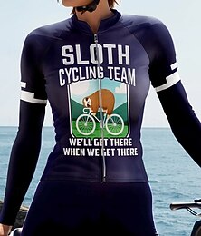 abordables -Femmes Maillot de cyclisme Graphique Animal Lettres & Chiffres manche longue Cyclisme Maillot Top avec 3 poches arrière Écran solaire Résistant aux UV Séchage Rapide Bandes réfléchissantes Des sports