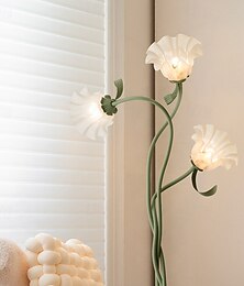 economico -Lampada da terra vintage a 2/3 teste, lampada da terra rurale, lampada da soggiorno, divano, camera da letto, lampada da terra in stile francese con fiore di mughetto.