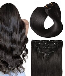 abordables -Extensions de cheveux à clipser en cheveux humains naturels pour femmes, 120 g, 7 pièces, 1#, 1b#, 2#, 4#, 613#