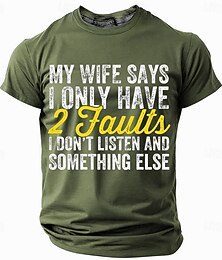 baratos -Camiseta Masculina de Manga Curta Gráfica Engraçada Minha Esposa Diz Que Eu Tenho Apenas 2 Defeitos (Não Ouço  Algo Mais)