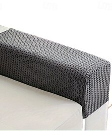 abordables -Lot de 2 housses d'accoudoir solides en jacquard géométrique extensible