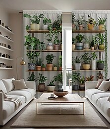 abordables -Ensemble de 2 rideaux à motifs de bonsaï végétal sur étagères adaptés aux bureaux, cuisines, salons, dortoirs, sacs à poteaux, accessoires de chambre à coucher, décoration de chambre et décoration de