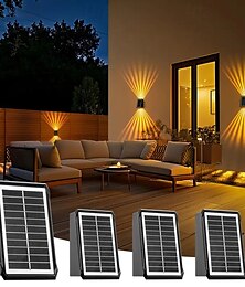 economico -2/4 luci solari da parete per esterni impermeabili con fascio luminoso su e giù, per giardino, recinzione, casa, cortile, terrazza, veranda, decorazione per paesaggio festivo