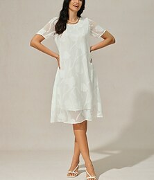 economico -Per donna Mini Abito Vestito in Chiffon Elegante Casual Vestibilità comoda Floreale Manica Corta Girocollo Bianco Estate