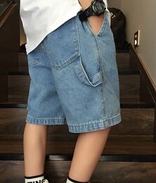 billiga -Barn Pojkar Shorts Ensfärgat Andningsfunktion Mjukt Komfort Shorts Skola Häftig Grundläggande Svart Blå Mid midja