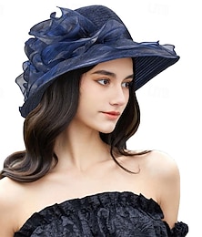 economico -Cappello da cerimonia Kentucky in organza per donna - cappello da cocktail Derby per feste di nozze, cappello da sole, da sposa, con fiori, da chiesa, ripiegabile