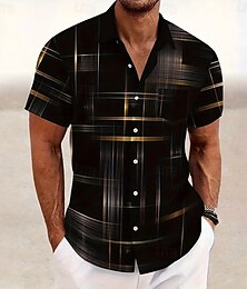 economico -Per uomo Geometrico Sfumatura Linea Camicia Camicia Estiva Camicia con Bottoni Manica Corta Moda Casual All'aperto Vacanza Abbigliamento Quotidiano Estate Primavera Collo ripiegato Stampa 3D camicie
