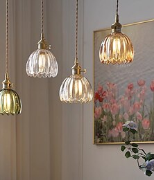 economico -Lampada a sospensione a LED, luce bianca calda, base decorativa, lampada a sospensione, luce interna regolabile, paralume in vetro traslucido con motivi, lampada a sospensione da soffitto, sala da