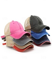preiswerte -Trucker-Mütze im Vintage-Stil für Herren mit Netzrücken – verstellbare Baseballkappe aus gewaschener Baumwolle für Outdoor-Sport, Reisen und die tägliche Freizeitkleidung