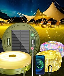 billige -1 Pc 10m/33ft Utendørs Solvannsprekende Camping Lys Lyskilde Bekvem Lagring Halloween Fargelys Varmt Lys Uendelig Dimbar Telt Markise Dekorasjon Belysning Fjernkontroll