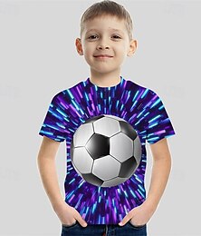 economico -Ragazzi 3D Calcio Maglietta Manica Corta Estate Primavera Moda Essenziale Bambini 4-12 Anni Girocollo All'aperto Casuale Quotidiano Vestibilità regolare