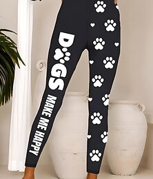 billige -Dame Leggings Aktiv Årgang Mote Full lengde Høy Midje Grafisk Dyr Katt Printer Pustende Myk Elastisk Feriereise Avslappet Daglig Hvit / Svart Svart og Rød Sommer Vår Normal