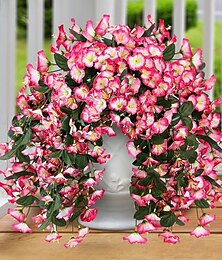 economico -Confezione da 2 fiori artificiali finti pendenti, piante per esterni, decorazioni primaverili ed estive, finta seta resistente ai raggi UV, realistici fiori di ipomea rampicanti per casa, veranda, patio, balcone.